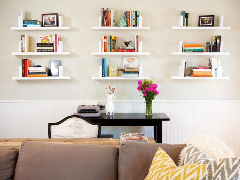 beautiful living room shelves