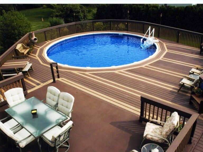 Backyard Above ground Pool Deck Ideas via Humarthome