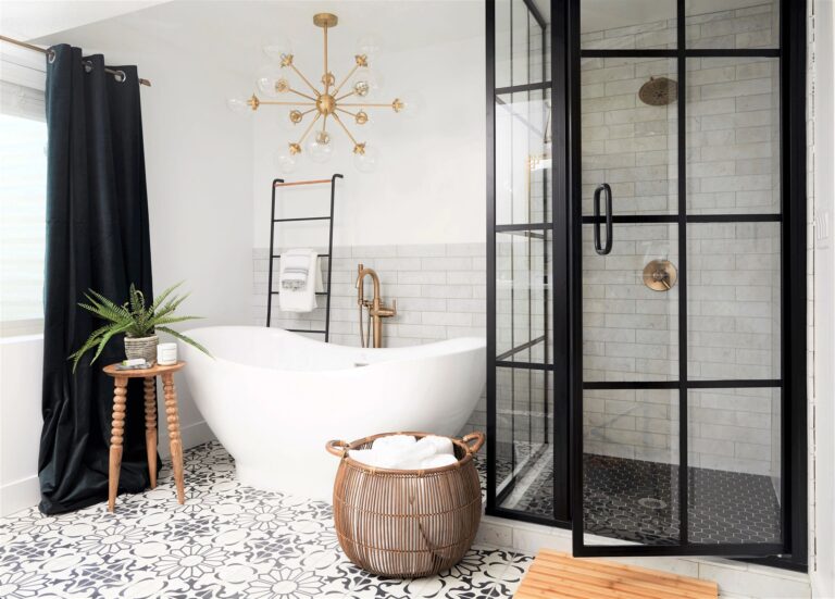 Boho Bathroom Shower Design via decorologyblog