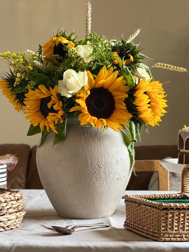 Bunch of sunflowers in a vase Centerpieces