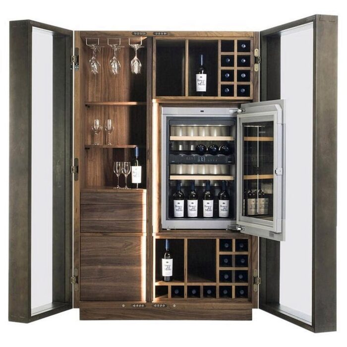 Contemporary Italian Wine Storage Cabinet in Solid Walnut via 1stDibs