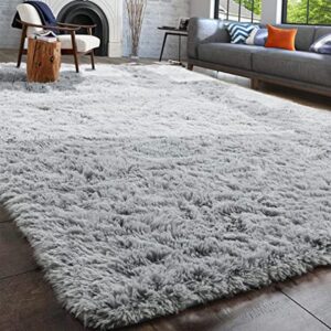 Fuzzy Grey Rug for Bedroom