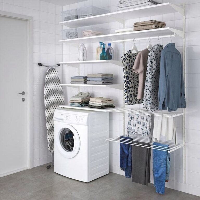 IKEA White Laundry Room Shelves via IKEA
