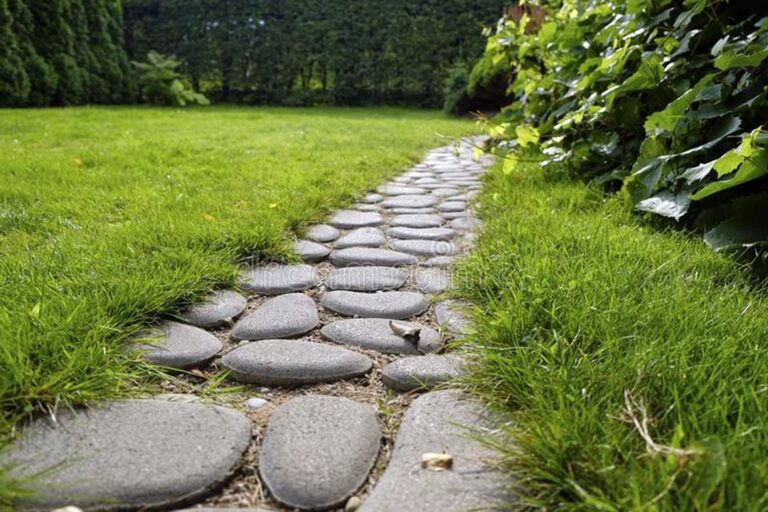 Path from Cobble-stones in a Grass in a Garden