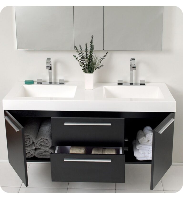 Black Modern Double Sink Bathroom
