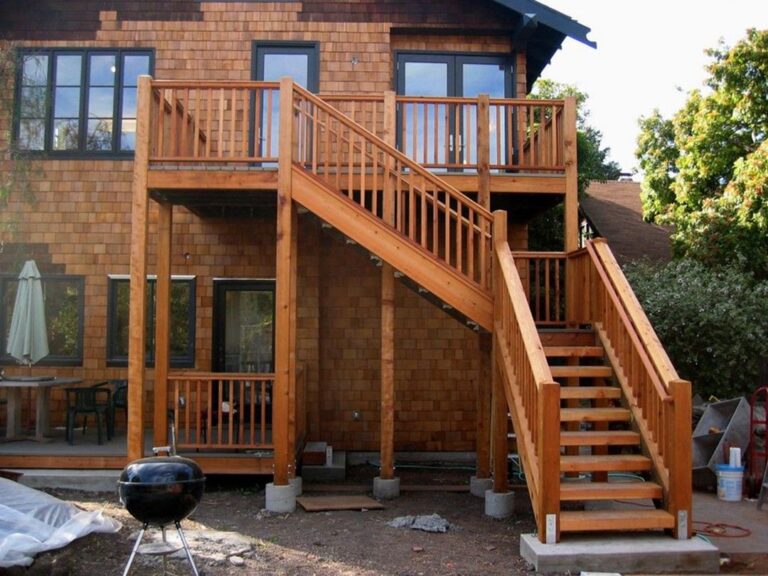 External wooden staircase