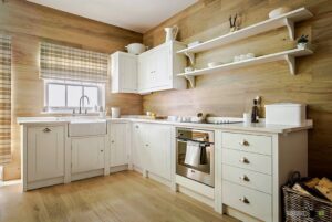 Kitchen White Wooden Walls and Cabinet