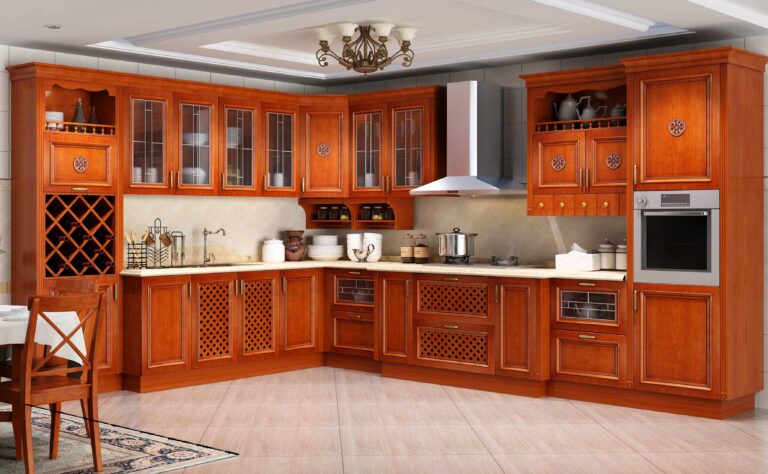 Wood Veneered Kitchen Cabinets