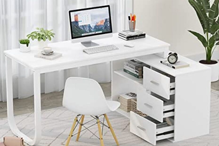 Workstation Executive Desk with Storage Shelf for Home Office