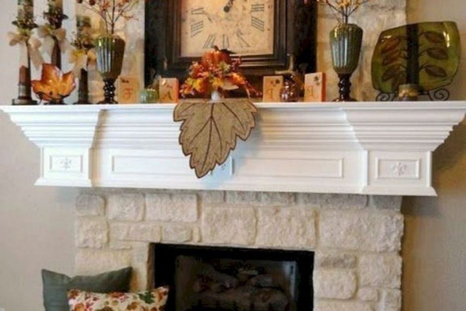 Fall Mantel with touches of copper and rosegold