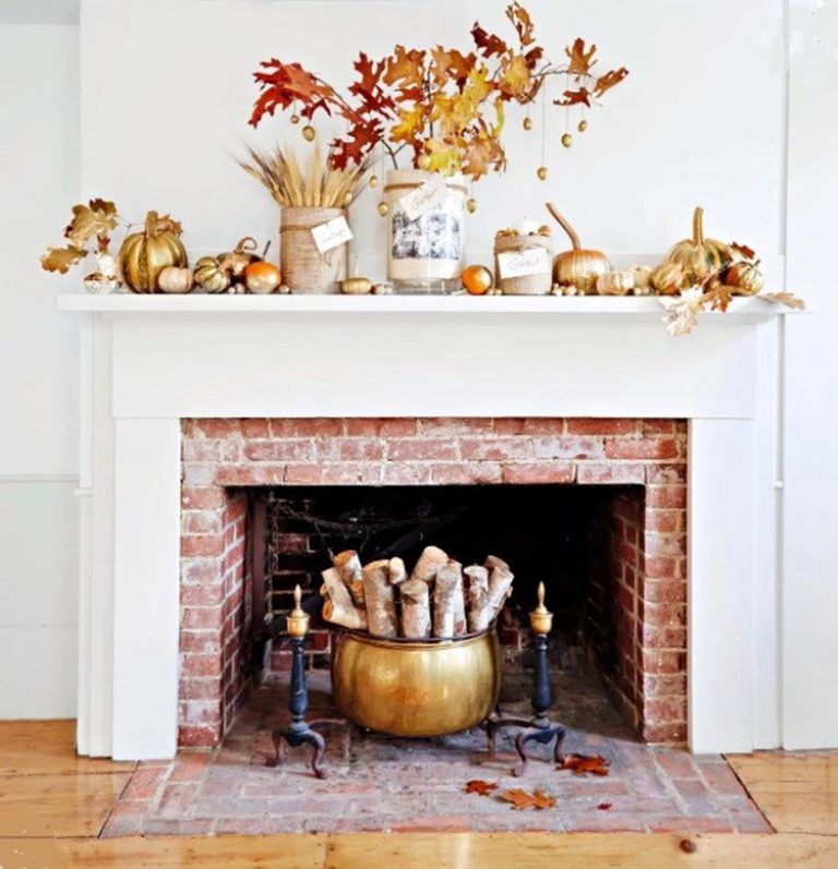 Fireplace with Fall Garland