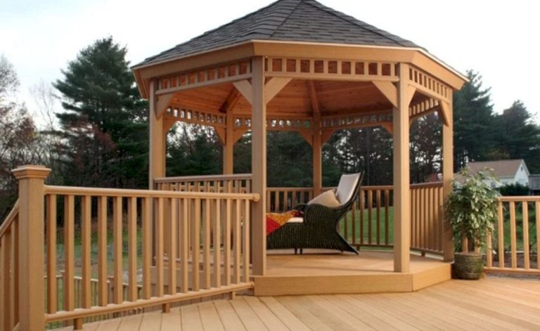 Backyard Deck Design With Mini Gazebo