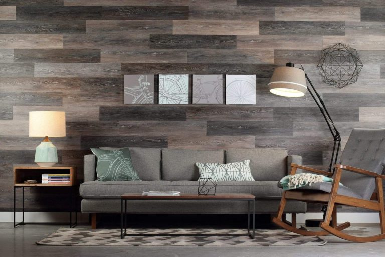 Gray Washed Oak Peel and Stick Wood Wall Planks