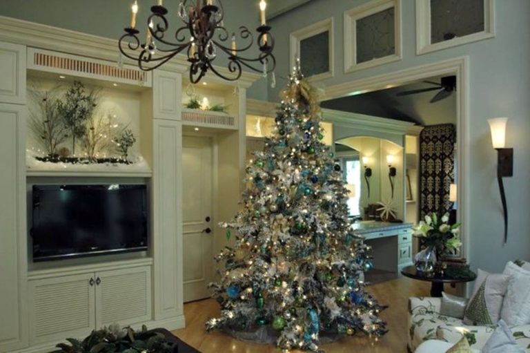 Living Room Christmas Blue Tree