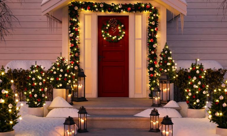 Christmas doorway Night
