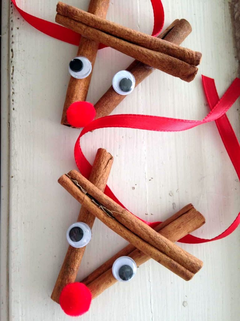 Cinnamon Stick Reindeer Ornament Preschool Christmas
