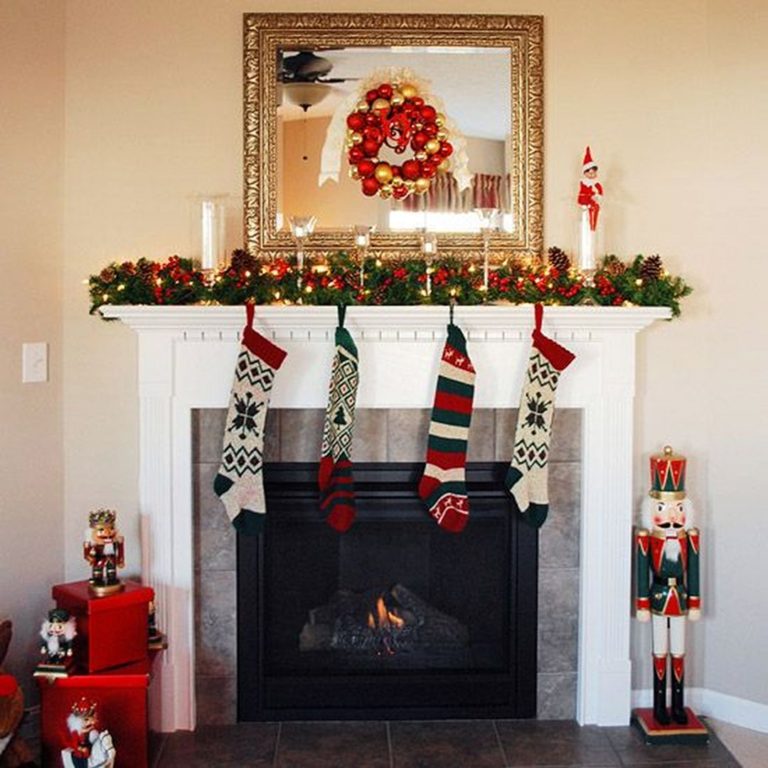 Red-and-Gold Christmas Mantel