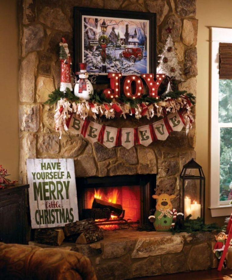 Rustic Fireplace Christmas