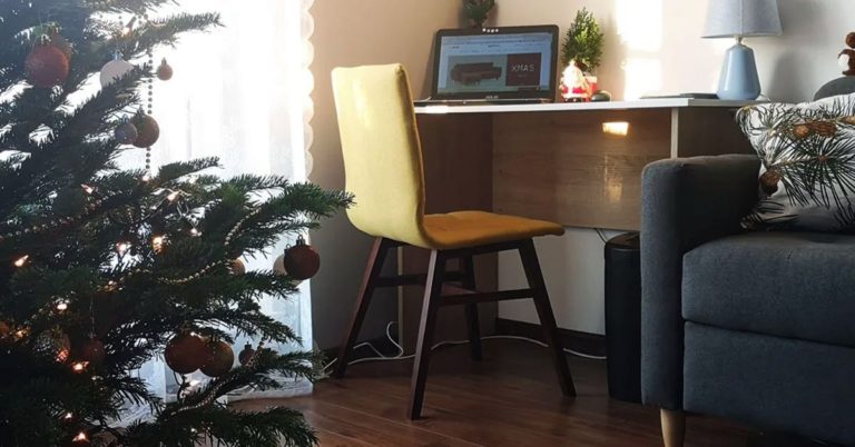 Small home office corner Christmas