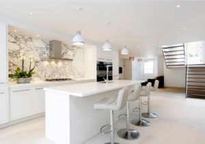 White Marble Kitchen Wall Design