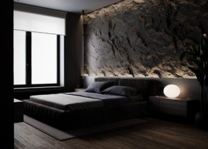 Earthy Brown And Black Decor With Rugged Rock