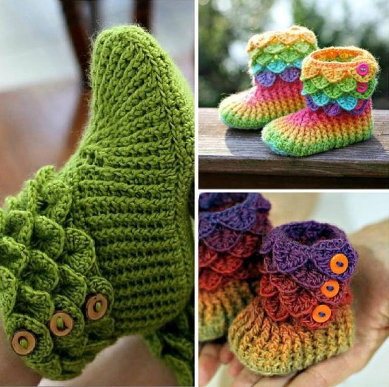 crocodile little girl crochet booties