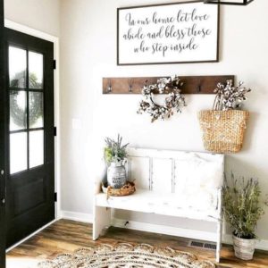 pretty white bench in an entryway