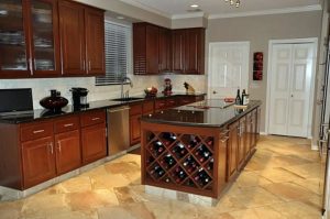 kitchen island with wine rack